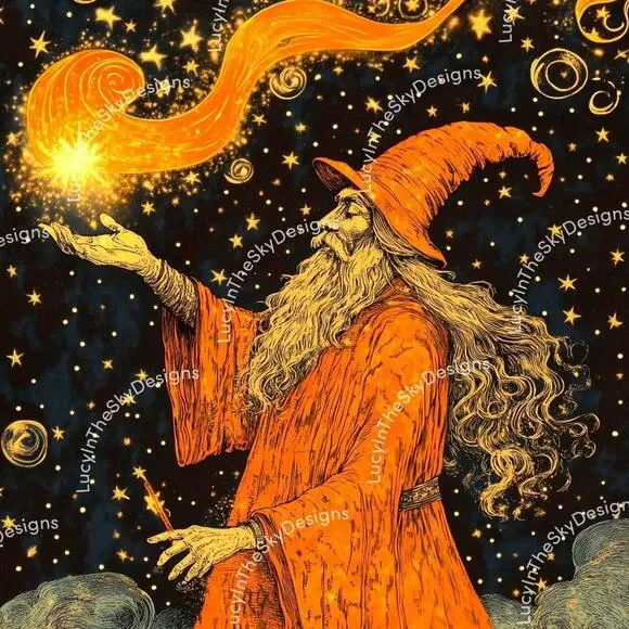 Wizard Moon Star Cosmo Magic Celestial Wall Decor Vivid Color Halloween Decor - Picture 2 of 4